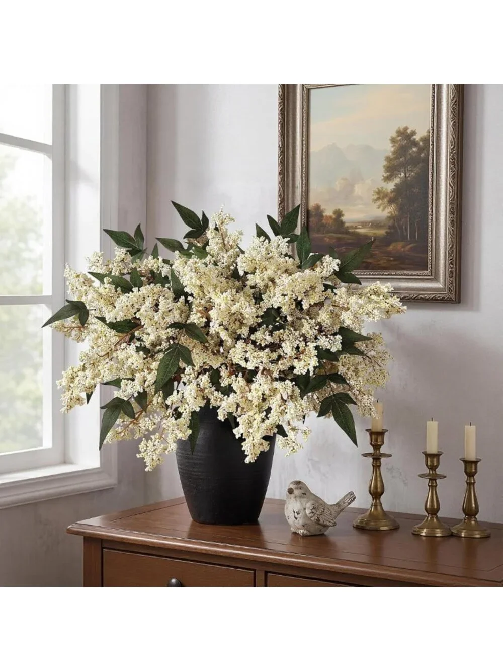 12 Pcs 17” Lifelike Nandina Berry Stems - Realistic Faux Floral Decor for Vases